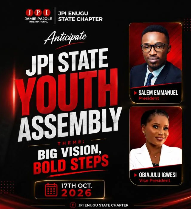 JPI Enugu State Youth Assembly 2026 cover