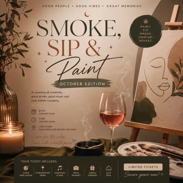 SIP, SMOKE & PAINT —October Edition cover
