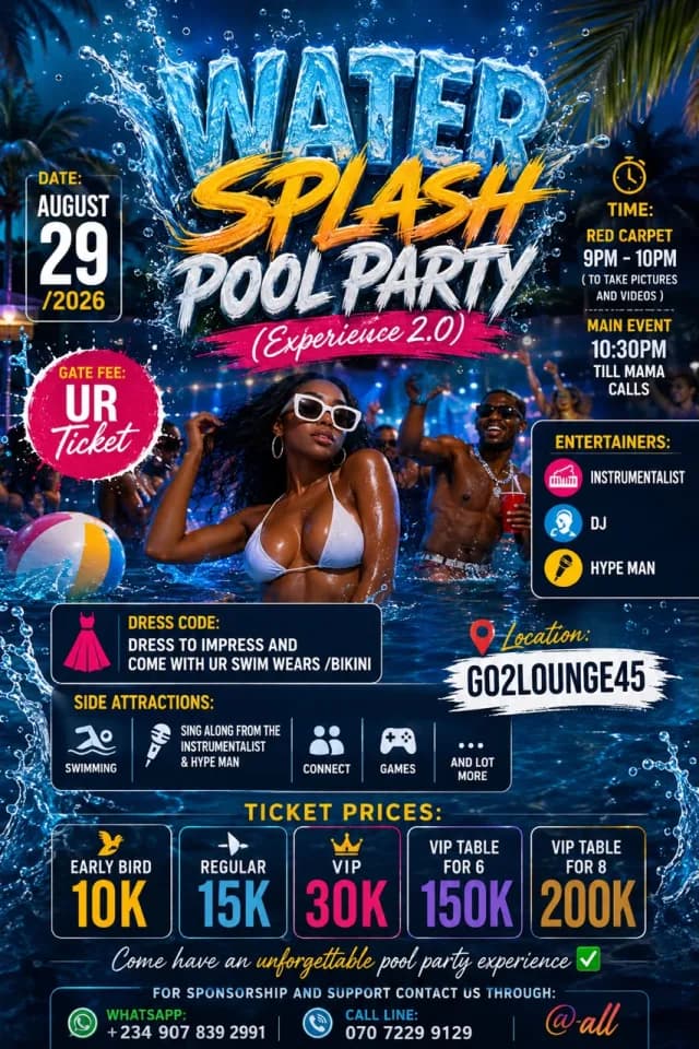 🌊 Water Splash Pool Party – Experience 2.0 cover