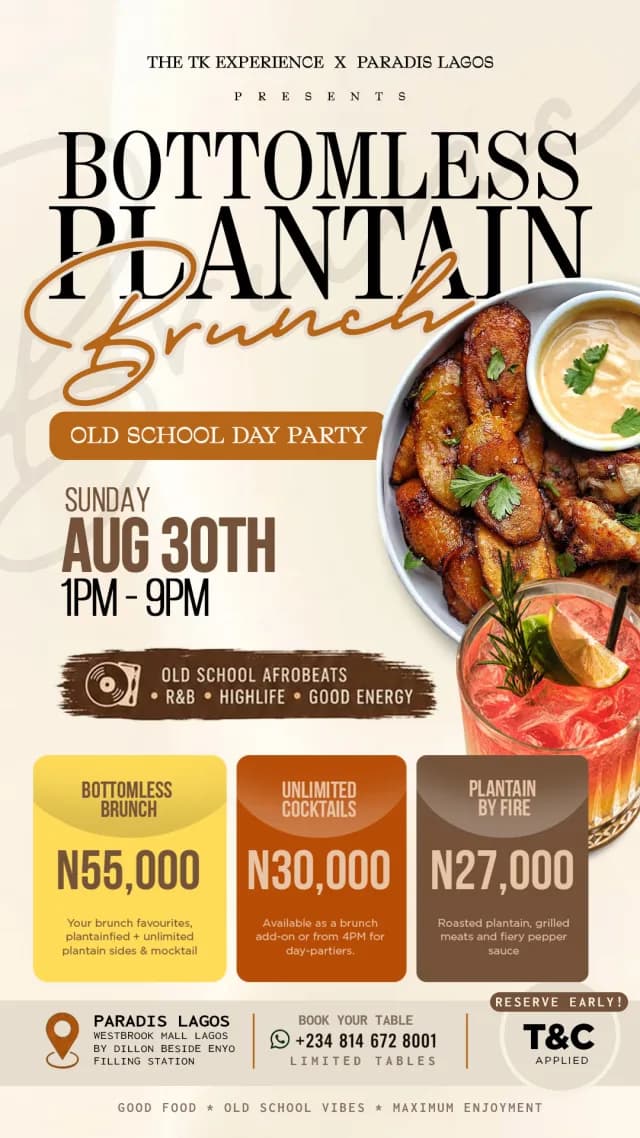 BOTTOMLESS PLANTAIN BRUNCH cover