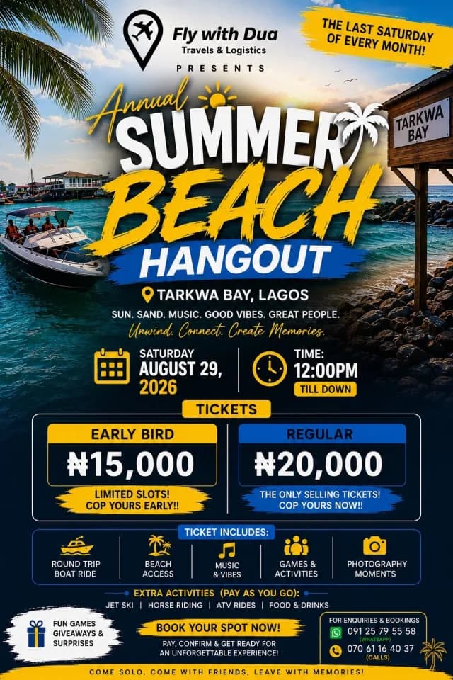 🌴 Fly With Dua Annual Summer Beach Hangout 2026 cover