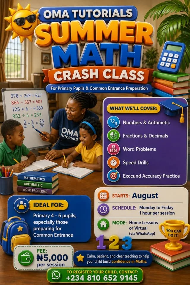 OMA Tutorials Summer Math Crash {Virtual Classes} cover