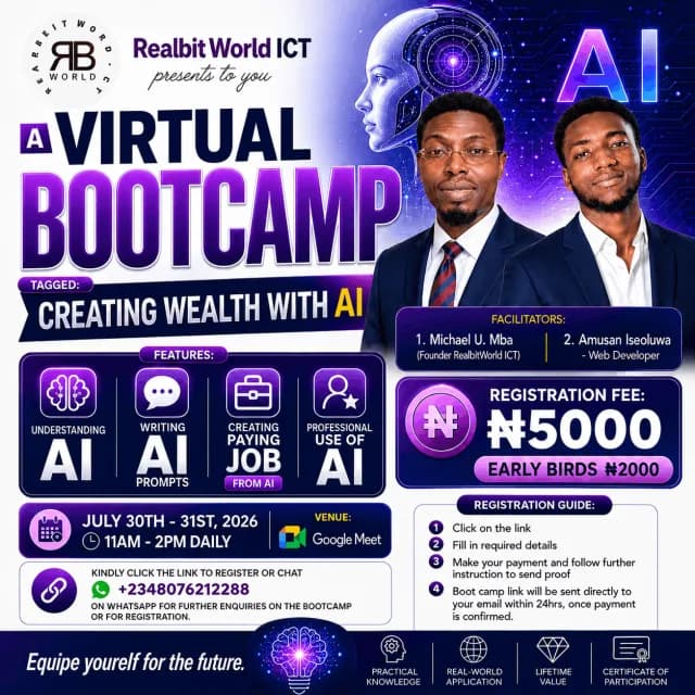 VIRTUAL BOOTCAMP (CREATING WEALTH WITH AI) cover